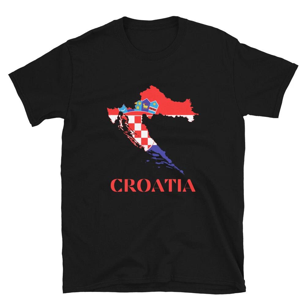 Croatia Red Flag Map Side Pocket T-Shirt