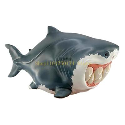 Humorvolle Haifisch-Harz-Schreibtischdekoration Tierfigur mit lustigem Lächeln Zähnen Top-Angebot