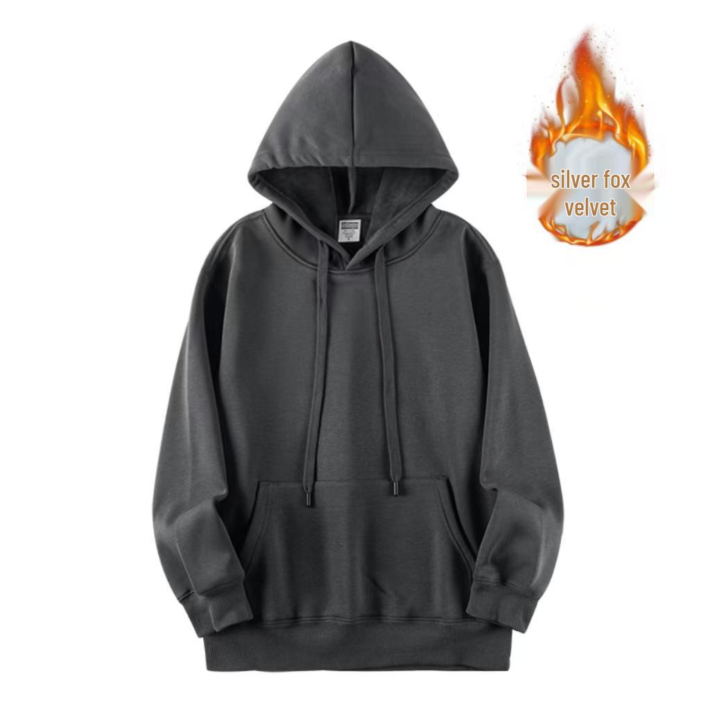 Unisex Retro Japanese Earth-Tone Fleece-Lined Heavyweight Hoodie