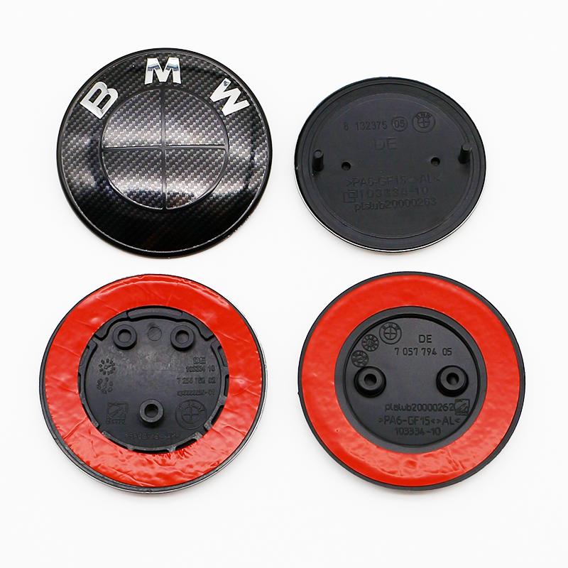 Sada předních zadních log z uhlíkových vláken k 50. výročí pro BMW 82mm 74mm Znak E46 E90 F30 F10 2-pinový základní díl DIY Náhradní dekorativní sada