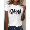 European Size Women'S Casual Crew Neck T-Shirt with "KARMA" Print