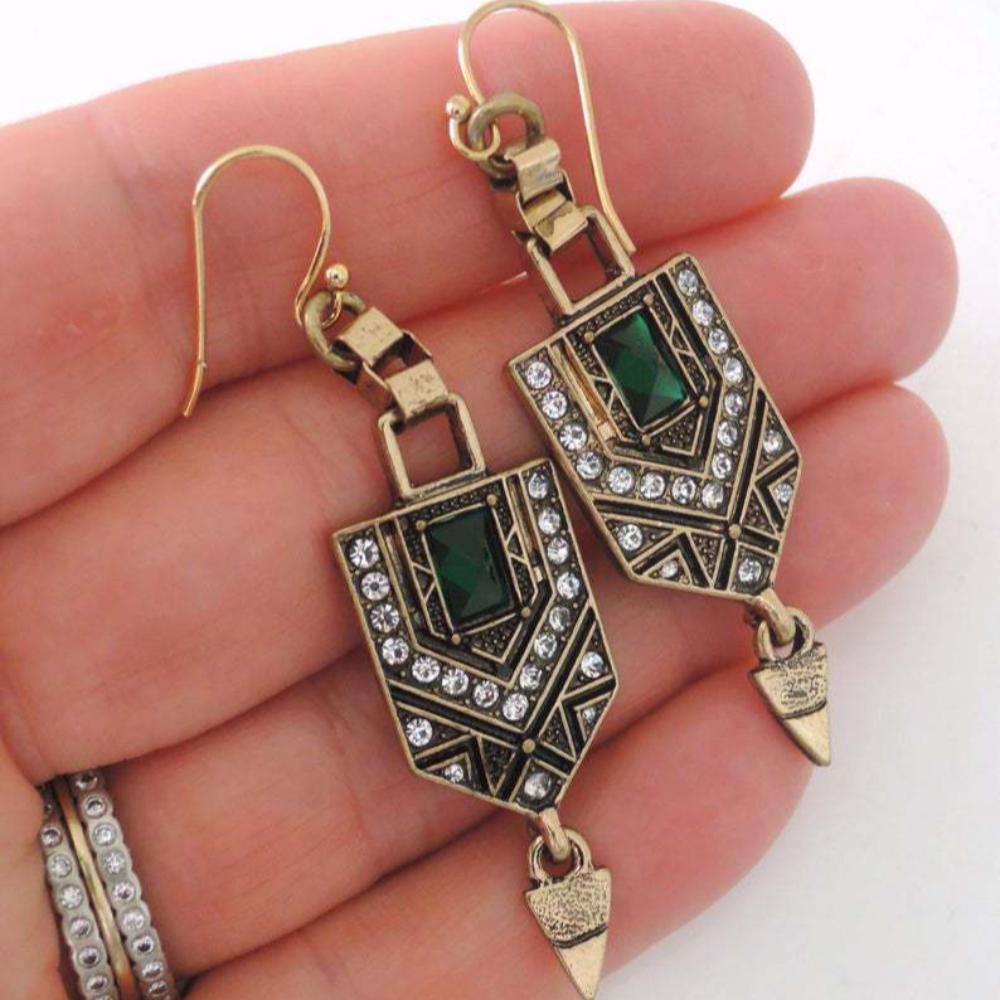 

Гальванические винтажные серьги с водными бриллиантами, висячие винтажные женские серьги с бриллиантами