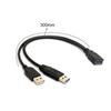 Extra Power Data Splitter Extension Cable USB 3.0 Female To Dual USB Male Data Y Splitter Extension Cable Cord