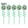 Colorful Spiral Straw 5Pcs Soccer Straws, Reusable Drinking Straws for National Flag Birthday Party, Football Theme Party Celebration Beverage