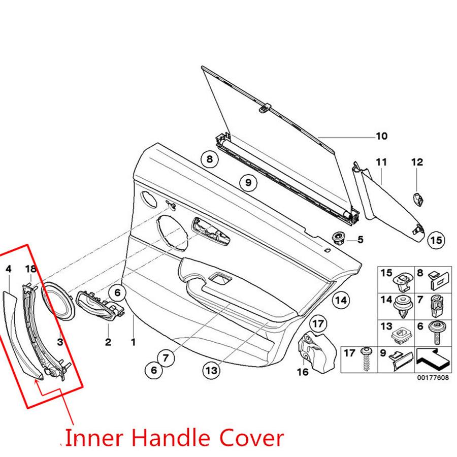 New Suitable Accessories Car Left  Interior Door Handle Trim Cover For BMW 3 Series E90 E91 E92 5141 6971 289