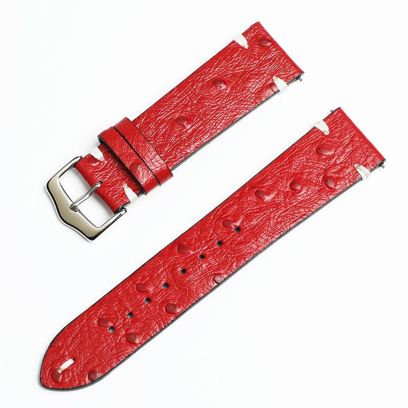 Universal Ostrich Grain Leather Smartwatch Band with Quick Release Buckle