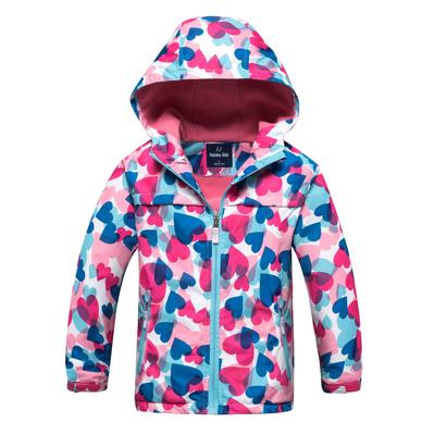 Kinder Windjacke mit Blumendruck, winddicht, für Kinder, Herbst, Winter, Kapuzenmantel, Reißverschluss, Oberbekleidung