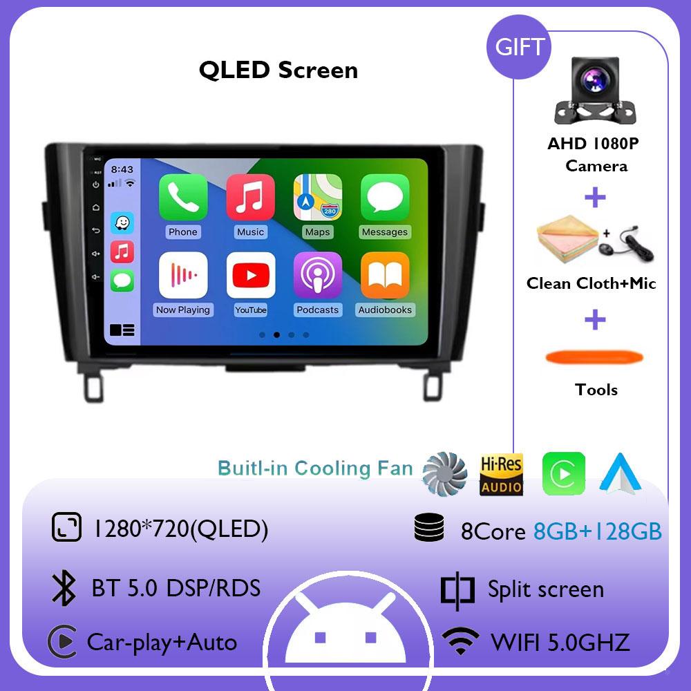 Wireless CarPlay&Auto Android 14 Radio For Nissan Qashqai J11 X-Trail 3 T32 2013-2017 Car Multimedia GPS Navigation Autoradio