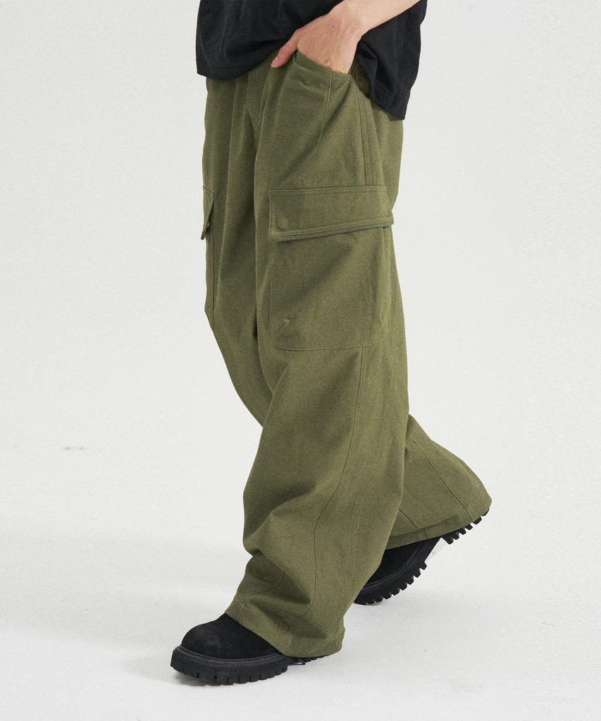 SLOWACID Oblique Pocket Cargo Pants [Khaki]