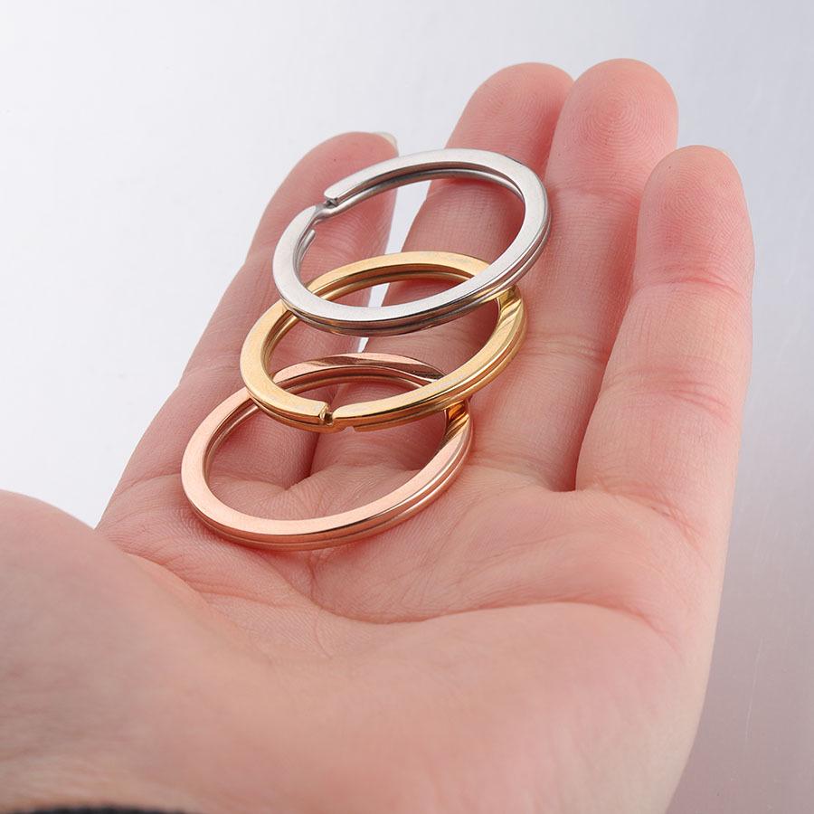 Mirror Stainless Steel Key Ring Set: 2.5x25mm & 2.5x30mm Flat Rings, DIY Accessories