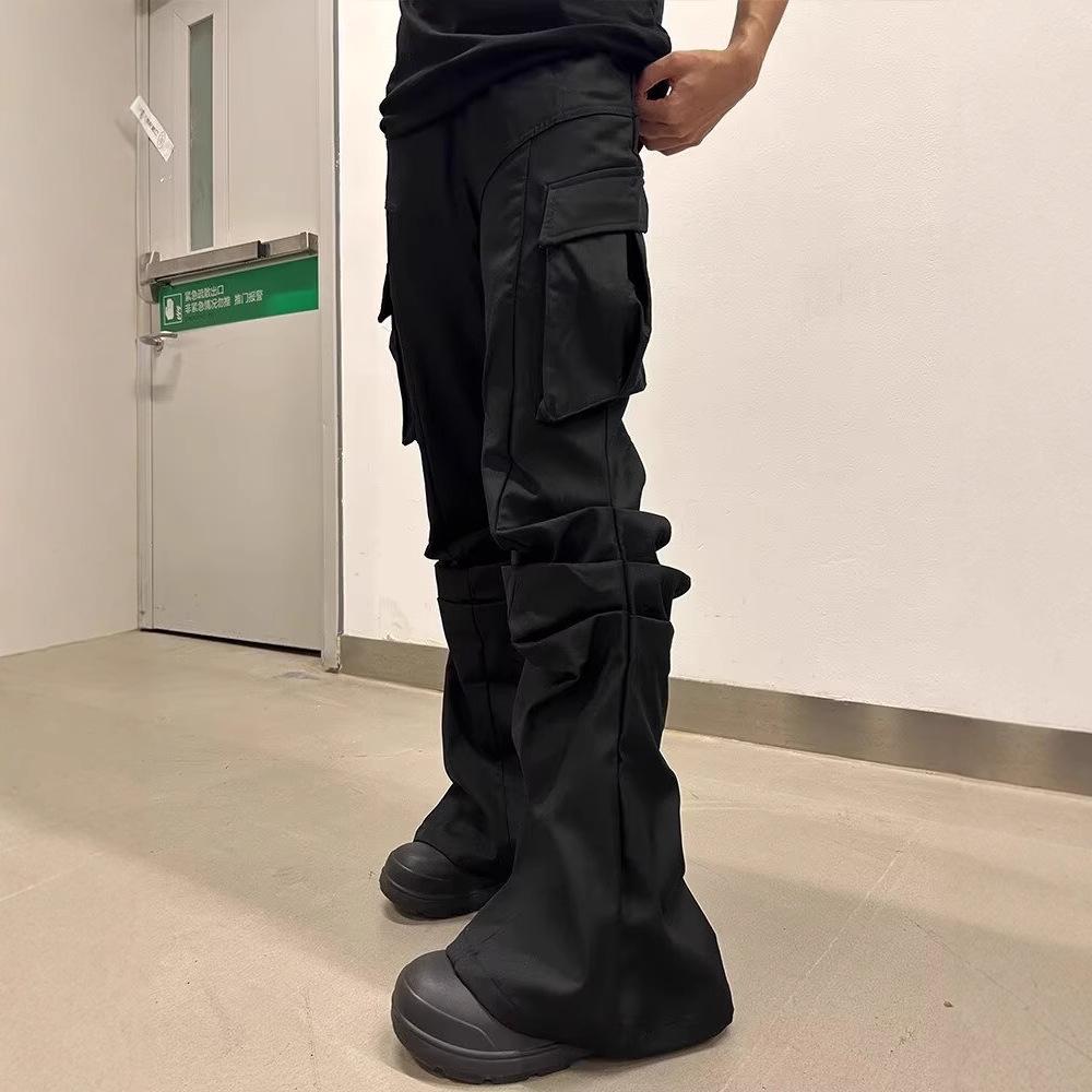 

Мужские модные западные плиссированные брюки-клеш с несколькими карманами – хип-хоп, свободные, прямого кроя L