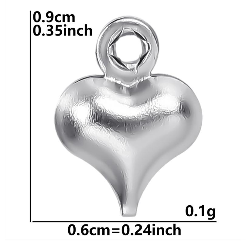 

10pcs/Lot Stainless Steel Heart Pendants For Jewelry Making Supplies Various Size Metal Love Charm DIY Keychain Bracelet Finding