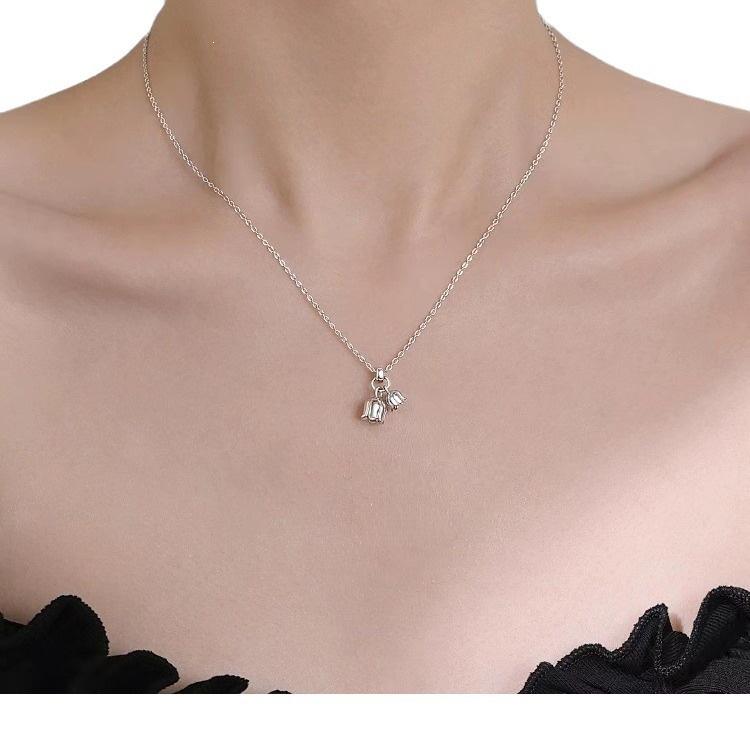 925 Sterling Silver Lily of the Valley Flower Necklace - 2023 Luxury Style Clavicle Chain for Women