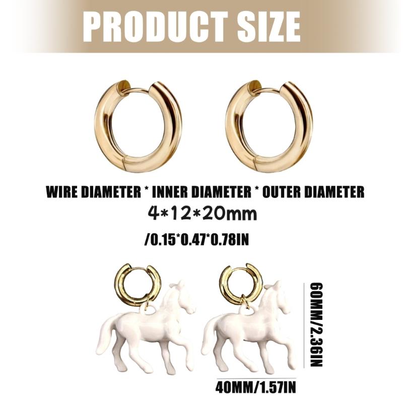 Exaggerated Sculpted Horse Pendant Earrings Stainless Steel Design Stereoscopic Ear Jewelry For Fashion Accessories