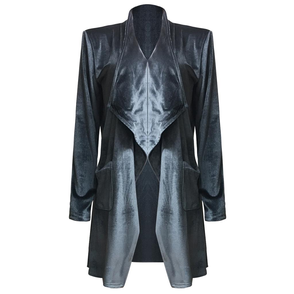 Women's Fashion  And Winter Cardigan Jacket Gold Velvet Mid-Length Windbreaker