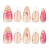 3D French Blossom Short Almond Wearable Nail Art – Elegant European and American Fake Nails