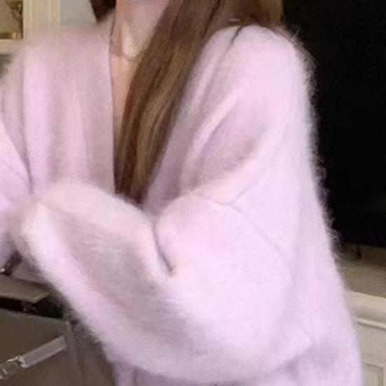 Women's Fuzzy Cardigan V Neck Button Down Oversized Fluffy Coat Fall Winter Casual Long Sleeve Slouchy Furry Sweater