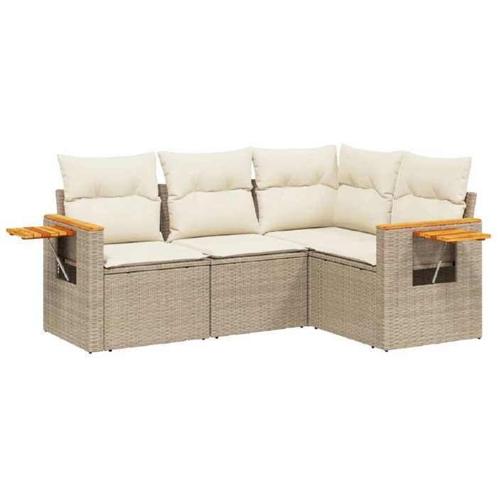 VidaXL Garden Lounge Set with Cushions 4 Pcs, Patio Sofas, Patio Furniture Set, Outdoor Furniture, Beige 3226772