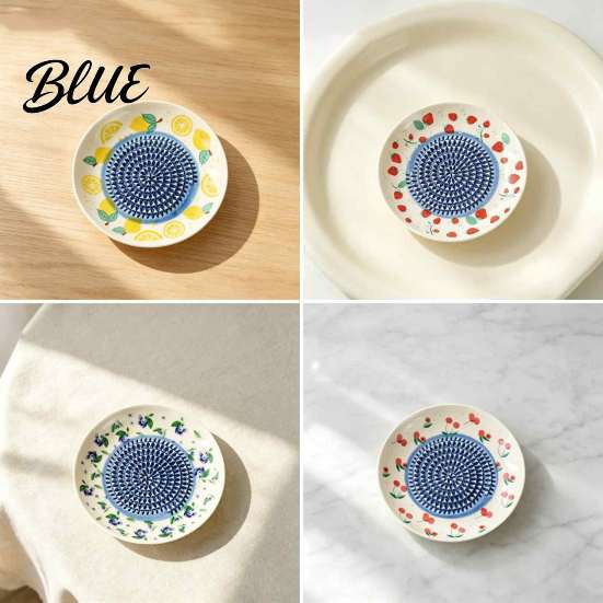 Piatto Grattugia Aglio Piatto Grattugia Ceramica Stampa Frutta Zenzero Formaggio Macina Manuale Preparazione Cibo Multi-funzione Tritatutto da Cucina per Cipolla Limone,