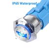 2Pcs Horn Button Switch, 16MM Momentary Push Button Switch LED Metal Horn Speaker for 12V Marine Boat Auto, Blue