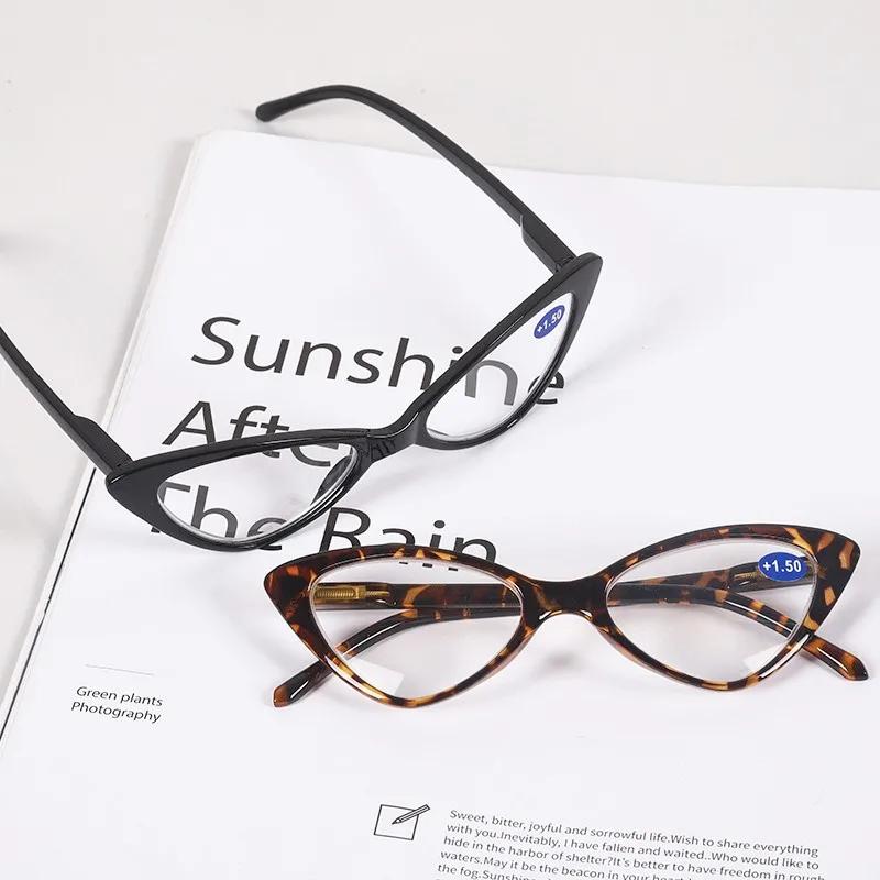 Women Cat Eye Reading Glasses Anti Blue Light Presbyopic Computer Glasses Vintage Clear Lens Black Leopard Frame Reading Glasses
