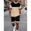 2026 New Summer Men's Patchwork Print Short-Sleeve Shirt and Shorts Set