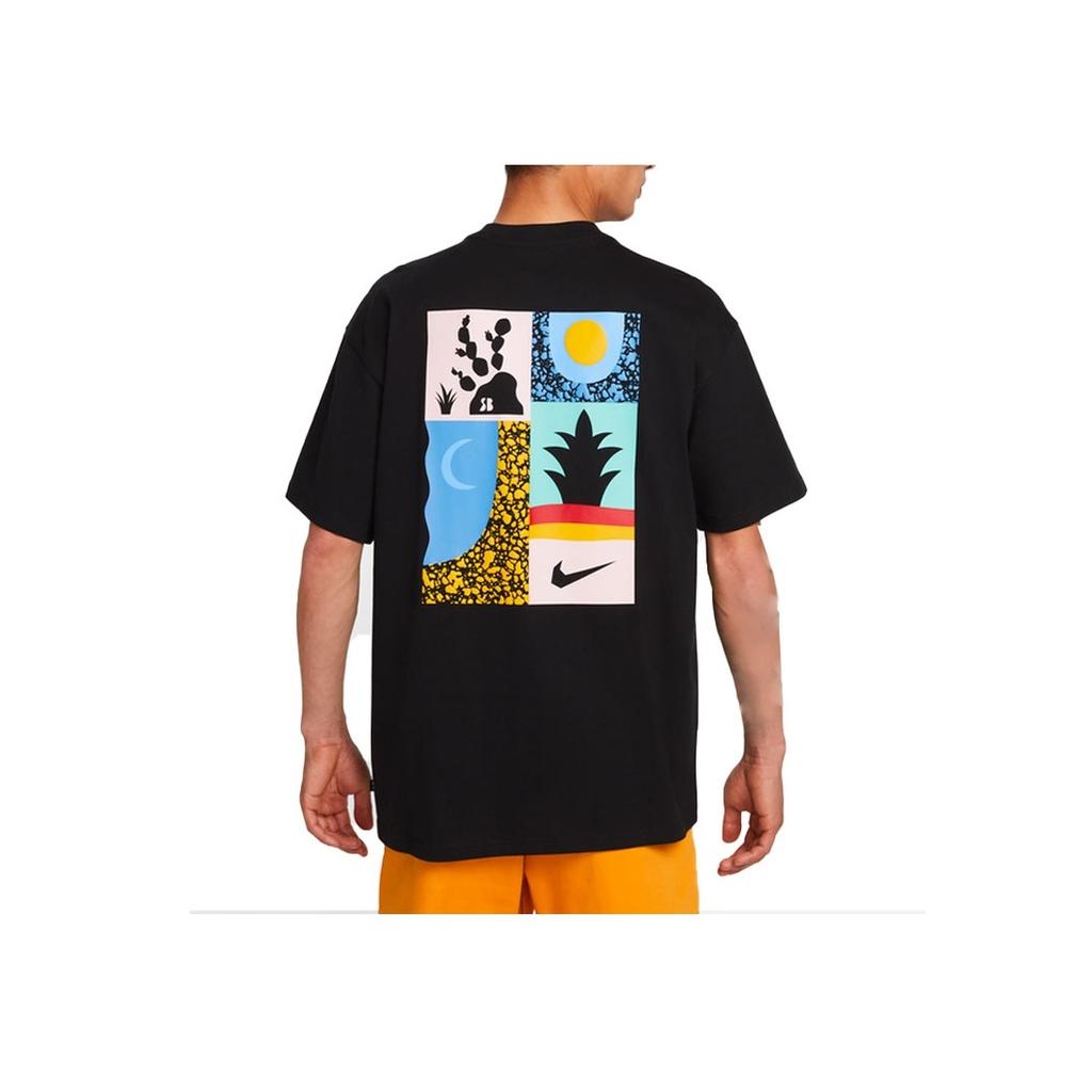 Nike Loose-Fit Logo Geometric Pattern Print Sports Short Sleeve T-Shirt Men Tops Black DQ1859-010