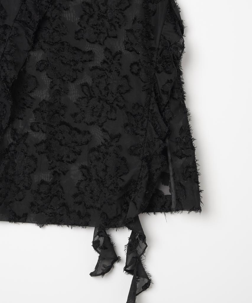 Milo Woman Sheer Ruffle Midi Skirt [Black]