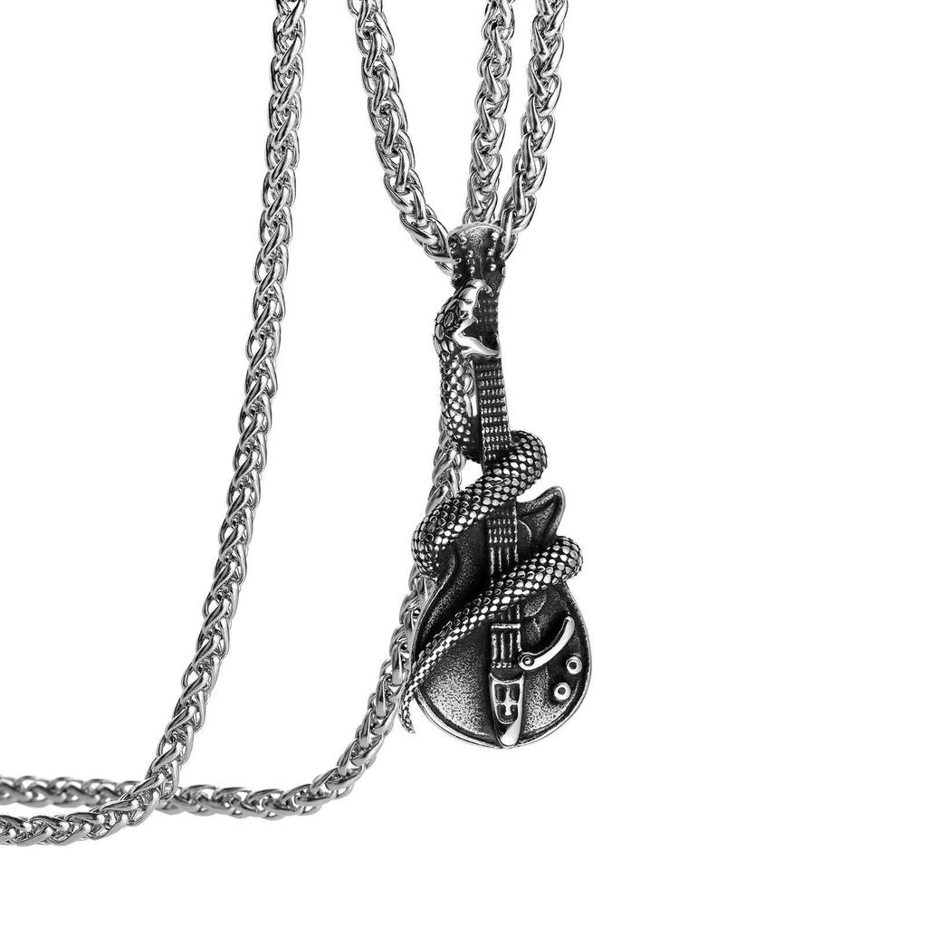Top Selling Retro Python Guitar Pendant Necklace, Fashionable and Trendy Rock Jewelry Accessories