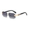 European and American square frameless sunglasses, women's fashion trimmed personalized street sunglasses, face-showing small UV-proof glasses