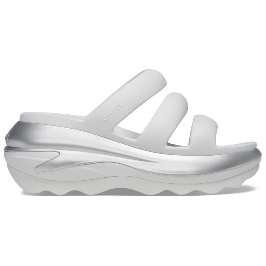 Crocs Mega Crush Metallic Triple Strap Comfortable and versatile slippers women's silver