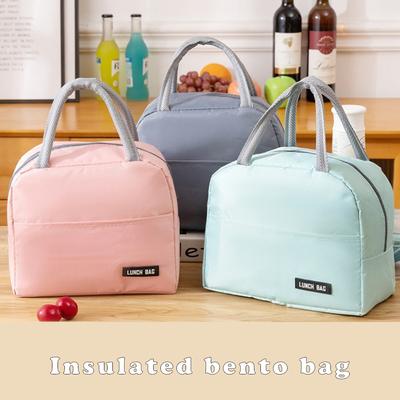 Neue einfarbige Köper-Bento-Tasche tragbare Thermotasche verdickte Schülermittagessenstasche Bento-Tasche Mahlzeitentasche