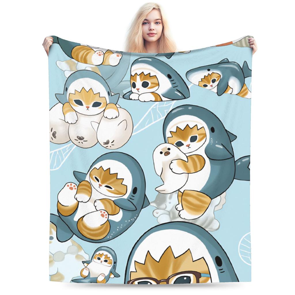 Mofusand Super Warm Blanket  Kids Adult Plush Throw Blanket Funny Outdoor Flannel Bedspread Sofa Bed Cover