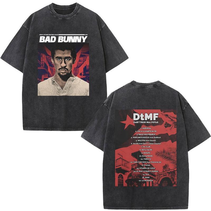 Debi Tirar Mas Fotos DTMF World Tour Rapper Bad Bunny Gewaschenes T-Shirt