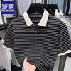 Herren Modal Gestreiftes Kurzarm-Polohemd