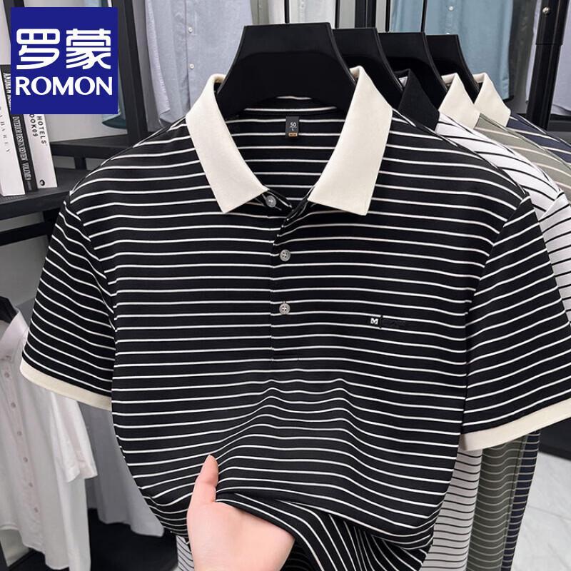 Men s Modal Striped Short-Sleeve Polo Shirt M