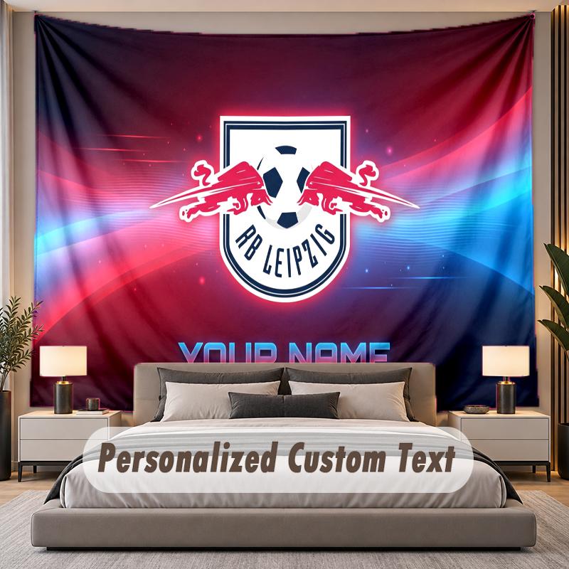 Custom Name Text Tapestry RB Leipzig FC Personalized Polyester Wall Tapestry For Bedroom And Room