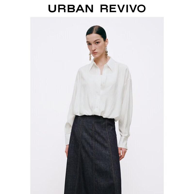 Women s Pleated Textured Lapel Blouse L