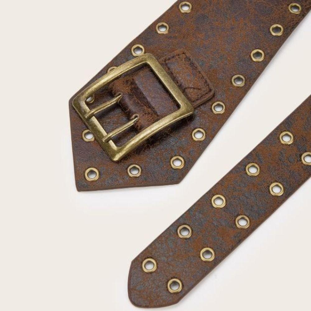 Vintage Adjustable Women Waist Belt Metal Buckle Y2K Punk Rivet Belt Corset Waistband Women Fashion
