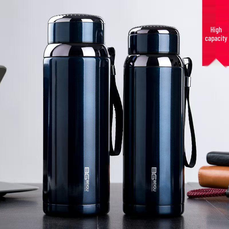 Insulated Stainless Steel Kettle with Tea Infuser, 600-1000ml Capacity - Portable Cup for Car Use