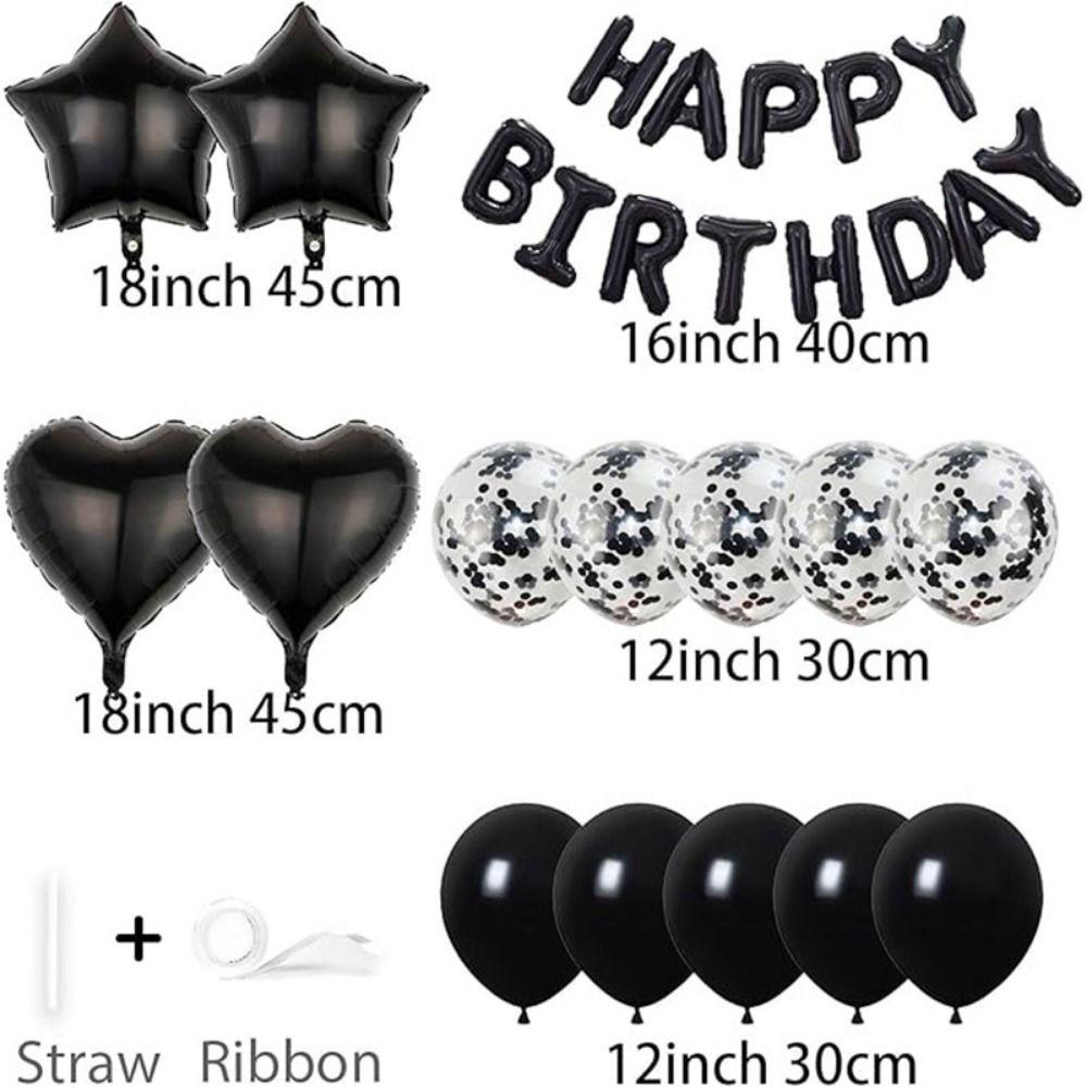 Latex/Aluminum Film Happy Birthday Balloon Garland Kit Heart Star Balloon Wall Backdrop  Birthday