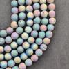 Natural Gemstone Druzy Agate Beads, Multi-Color Smooth Round, Matte Finish, 6mm 8mm 10mm Size Beads, Full Strand 14-15 Inch, Great for Jewelry Making