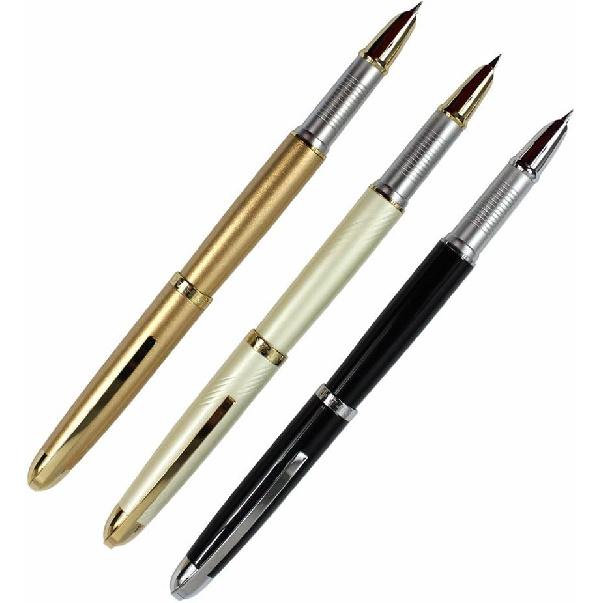 4 PCS in Set Gullor 450 Fountain Pen in 4 Colors (Elegant Colors) with Pen Pouch 3 Colors (A)