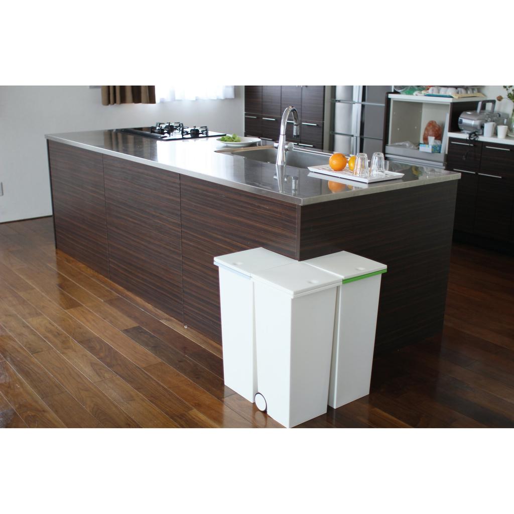 Trash Can with Lid Kcud Square Push Type W Slim Push Type Stylish I'mD (24L, White)