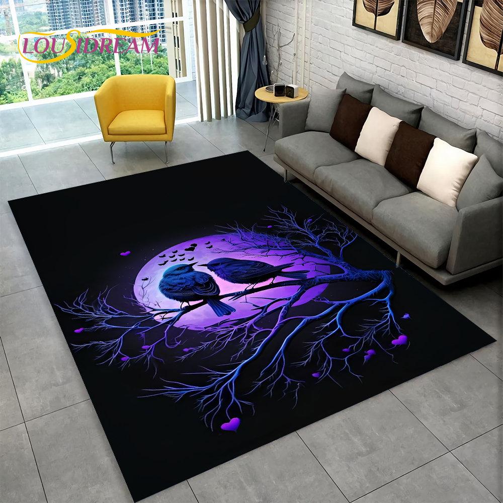 3D Exquisite Bird Flower Animal Area Rug,Carpet Rug for Home Living Room Bedroom Sofa Doormat Kitchen Decor,Non-slip Floor Mat