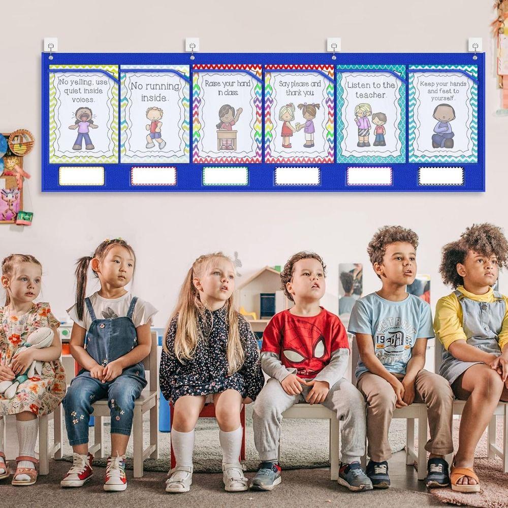 Wall Mounted Horizontal Storage Pocket Chart Reusable Homework Storage Pocket Chart  Homeschool Use