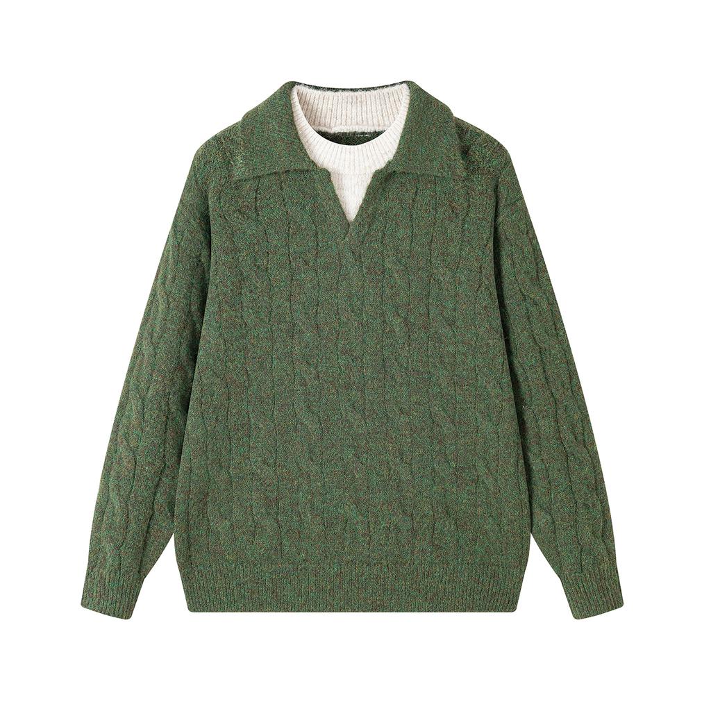 Knitted Lapel Sweater Slightly Wide Half-zip Jacket Casual Sweater Long Sleeves
