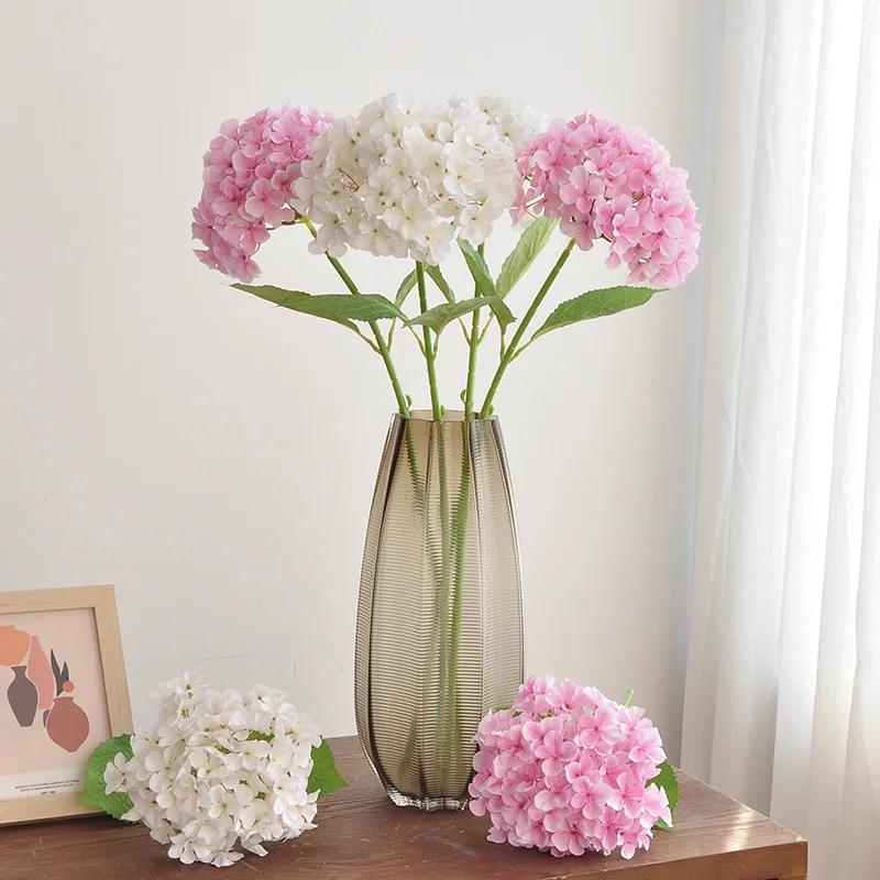 5Pcs/lot 3D Printing of Hydrangea Artificial Silk Flower Wedding Flower Arrangement Party Home Decoration Fake Hydrangea Flowers