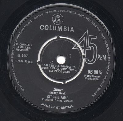 7inch Record GEORGIE FAME  Sunny DB8015 Columbia 1966 UK Pop Used