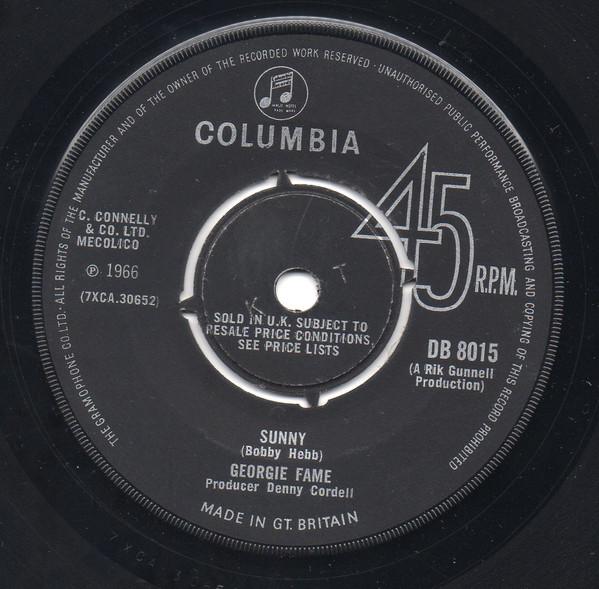 

7inch Record GEORGIE FAME - Sunny DB8015 Columbia 1966 UK Pop Used